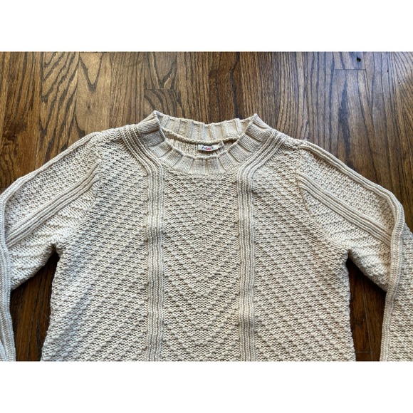 Faherty Sweater Womens Size Small Becket Fisherman Cream Cable Knit Cotton Blend - Picture 2 of 9